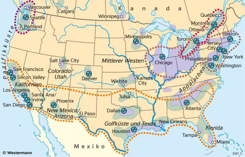 USA | Hauptwirtschaftsräume | Vereinigte Staaten von Amerika (USA) - Wirtschaft | Karte 155/2