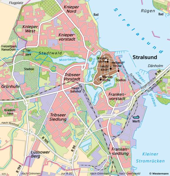 Stralsund | Heutige Stadtstruktur | Mecklenburg-Vorpommern - Geschichte | Karte 26/3