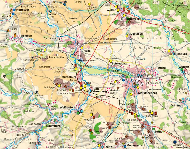Halle/Leipzig | Wirtschaft und Strukturwandel | Sachsen-Anhalt - Strukturwandel und Raumplanung | Karte 24/1