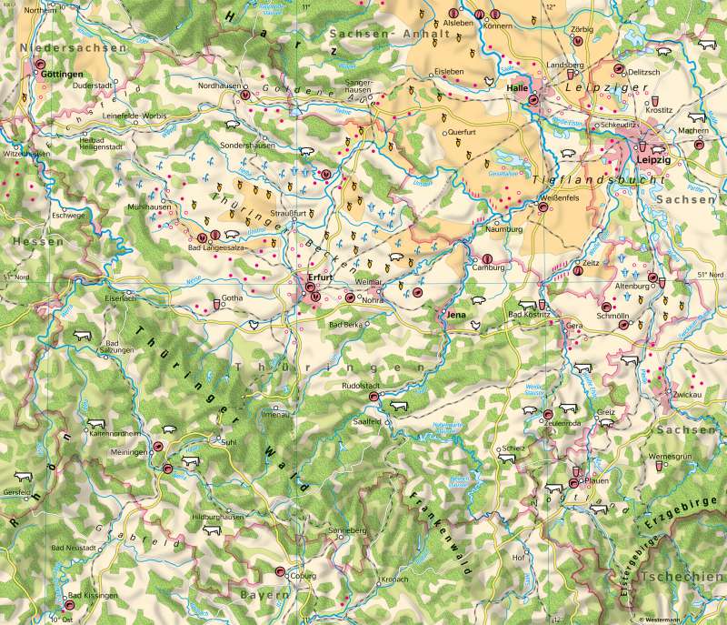 Thüringen | Landwirtschaft | Thüringen - Landwirtschaft und Klima | Karte 16/1