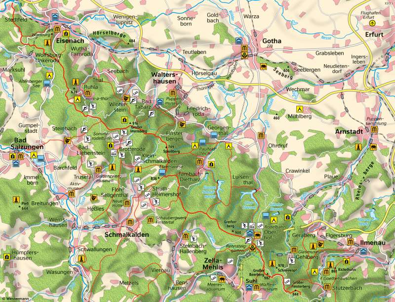 Diercke Weltatlas - Kartenansicht - Thüringer Wald - Freizeit- und