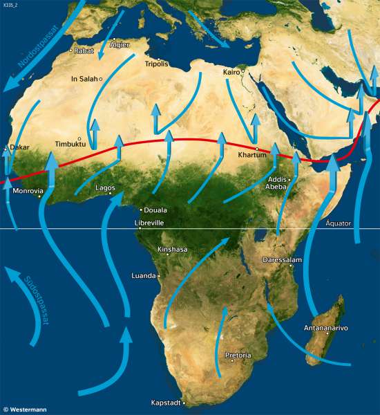 Afrika | Vegetation im Juli | Afrika - Klima | Karte 126/4