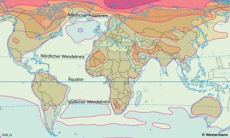 Diercke Weltatlas Kartenansicht Erde Klimawandel Szenario Mittlere Prognose 978 3 14 9 171 3 1