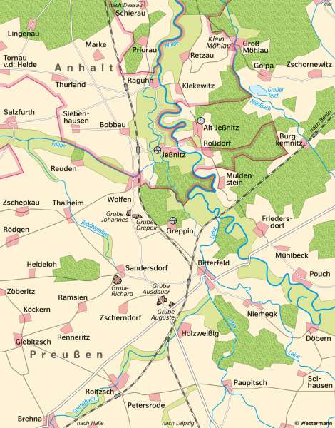 Bitterfeld-Wolfen | Landschaftswandel | Bitterfeld-Wolfen - Räume im Wandel | Karte 26/1