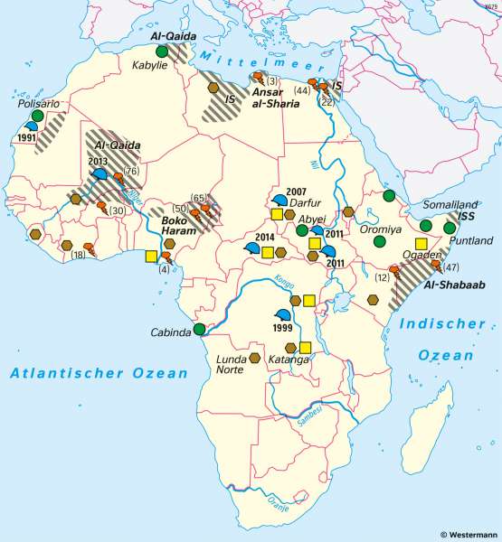 Diercke Weltatlas Kartenansicht Afrika Konflikte 978 3 14 1003 6 123 5 1