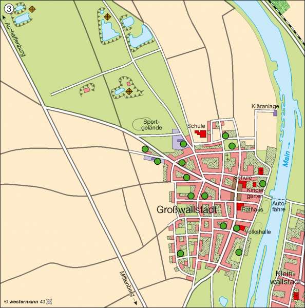 Großwallstadt | Strukturwandel 1972 | Bevölkerungsdichte | Karte 11/3