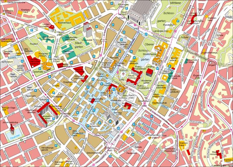 Diercke Weltatlas Kartenansicht Landeshauptstadt Stuttgart Innenstadt 978 3 14 7 12 1 0