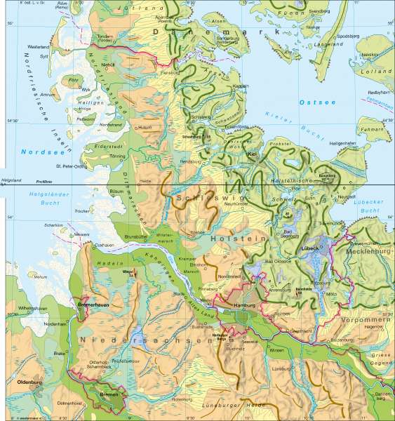 Topographische Karte Schleswig Holstein