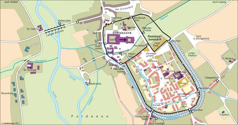 Fulda um 1500 | mittelalterliche Bebauung | Stadtentwicklung | Karte 12/1
