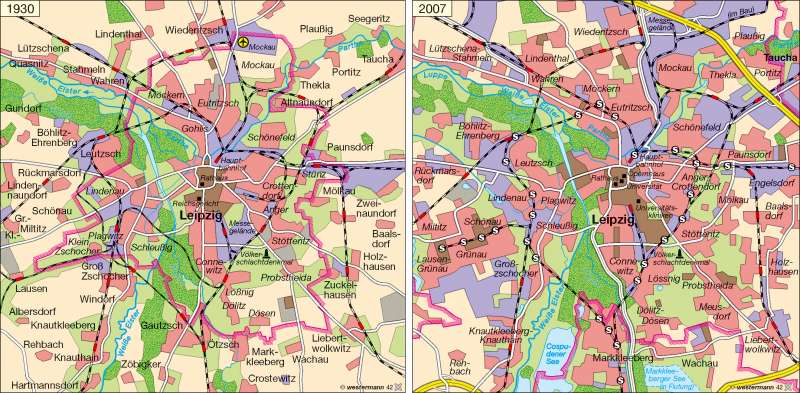 Großraum Leipzig | Siedlungsentwicklung 1930/2007 | Siedlungsentwicklung | Karte 10/2